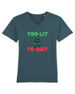 Too Lit to Quit (Brad de Crăciun)  Tricou mânecă scurtă guler V Bărbat Presenter