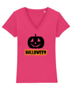 Halloween Pumpkin Black Tricou mânecă scurtă guler V Damă Evoker