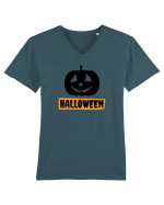 Halloween Pumpkin Black Tricou mânecă scurtă guler V Bărbat Presenter