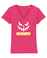 Halloween Spooky Face White (față înfricoșătoare) 2 Tricou mânecă scurtă guler V Damă Evoker