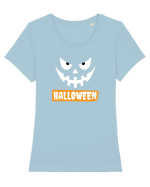 Halloween Spooky Face White (față înfricoșătoare) 2 Tricou mânecă scurtă guler larg fitted Damă Expresser