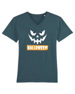 Halloween Spooky Face White (față înfricoșătoare) 2 Tricou mânecă scurtă guler V Bărbat Presenter