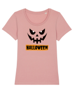Halloween Spooky Face Black (față înfricoșătoare)  Tricou mânecă scurtă guler larg fitted Damă Expresser