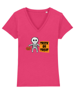 Schelet Trick or Treat  Tricou mânecă scurtă guler V Damă Evoker