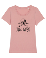 Halloween Skull and Bones Tricou mânecă scurtă guler larg fitted Damă Expresser