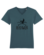 Halloween Skull and Bones Tricou mânecă scurtă guler V Bărbat Presenter