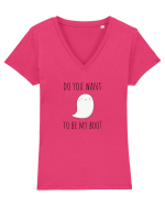 Do you want to be my boo?  Tricou mânecă scurtă guler V Damă Evoker