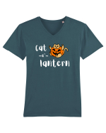 Cat - o '- lantern (alb)  Tricou mânecă scurtă guler V Bărbat Presenter