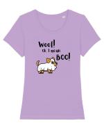 Woof! Oh, I mean Boo! (negru)  Tricou mânecă scurtă guler larg fitted Damă Expresser