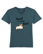 Woof! Oh, I mean Boo! (negru)  Tricou mânecă scurtă guler V Bărbat Presenter