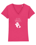 Lift your spirits.  Tricou mânecă scurtă guler V Damă Evoker