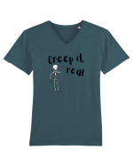 Creep it real (negru)  Tricou mânecă scurtă guler V Bărbat Presenter