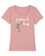 Creep it real (alb)  Tricou mânecă scurtă guler larg fitted Damă Expresser