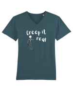 Creep it real (alb)  Tricou mânecă scurtă guler V Bărbat Presenter