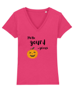 Hello gourd-geous (negru)  Tricou mânecă scurtă guler V Damă Evoker