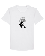 Lift your spirits. (negru)  Tricou mânecă scurtă guler larg Bărbat Skater