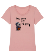 Eat, drink and be scary (negru)  Tricou mânecă scurtă guler larg fitted Damă Expresser