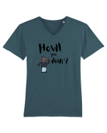 Howl you doin'? (negru)  Tricou mânecă scurtă guler V Bărbat Presenter