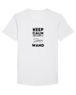 Keep calm and carry a wand Tricou mânecă scurtă guler larg Bărbat Skater