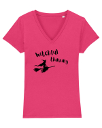 Witchful thinking (negru)  Tricou mânecă scurtă guler V Damă Evoker