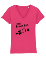 If the broom fits, fly it.  Tricou mânecă scurtă guler V Damă Evoker