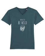 Bone to be Wild (alb)  Tricou mânecă scurtă guler V Bărbat Presenter