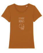 Funny Bones (alb)  Tricou mânecă scurtă guler larg fitted Damă Expresser