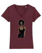 Afro Girl Tricou mânecă scurtă guler V Damă Evoker