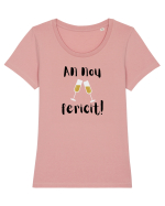 An Nou Fericit (șampanie) negru  Tricou mânecă scurtă guler larg fitted Damă Expresser