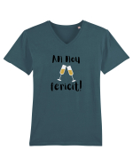 An Nou Fericit (șampanie) negru  Tricou mânecă scurtă guler V Bărbat Presenter