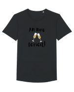 An Nou Fericit (șampanie) negru  Tricou mânecă scurtă guler larg Bărbat Skater