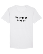 New year, new me (negru)  Tricou mânecă scurtă guler larg Bărbat Skater