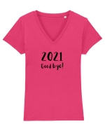 2021 good bye! (negru)  Tricou mânecă scurtă guler V Damă Evoker