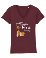 I could go camping forest of my life (alb)  Tricou mânecă scurtă guler V Damă Evoker