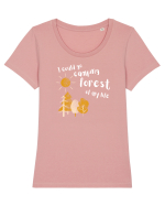 I could go camping forest of my life (alb)  Tricou mânecă scurtă guler larg fitted Damă Expresser