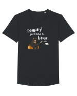 Camping? You'll have to bear with me (alb)  Tricou mânecă scurtă guler larg Bărbat Skater