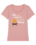 Me and the campfires - the perfect match (alb)  Tricou mânecă scurtă guler larg fitted Damă Expresser