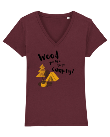 Wood you like to go camping? (negru)  Burgundy