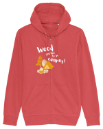Wood you like to go camping? (alb)  Hanorac cu fermoar Unisex Connector