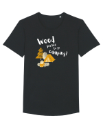 Wood you like to go camping? (alb)  Tricou mânecă scurtă guler larg Bărbat Skater