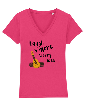 Laugh s'more worry less (negru)  Raspberry