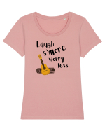 Laugh s'more worry less (negru)  Tricou mânecă scurtă guler larg fitted Damă Expresser