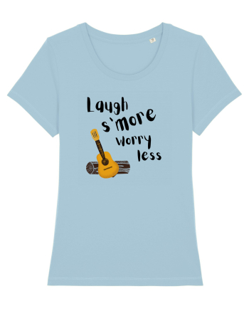 Laugh s'more worry less (negru)  Sky Blue