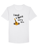 Laugh s'more worry less (negru)  Tricou mânecă scurtă guler larg Bărbat Skater