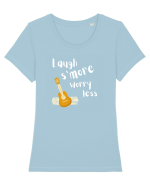 Laugh s'more worry less (alb)  Tricou mânecă scurtă guler larg fitted Damă Expresser