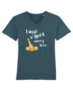 Laugh s'more worry less (alb)  Tricou mânecă scurtă guler V Bărbat Presenter