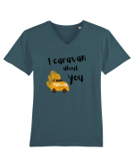 I caravan about you (negru)  Tricou mânecă scurtă guler V Bărbat Presenter