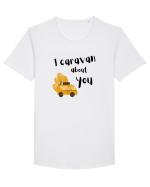 I caravan about you (negru)  Tricou mânecă scurtă guler larg Bărbat Skater
