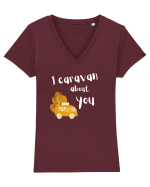 I caravan about you (alb)  Tricou mânecă scurtă guler V Damă Evoker