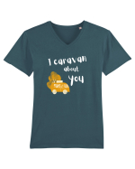 I caravan about you (alb)  Tricou mânecă scurtă guler V Bărbat Presenter